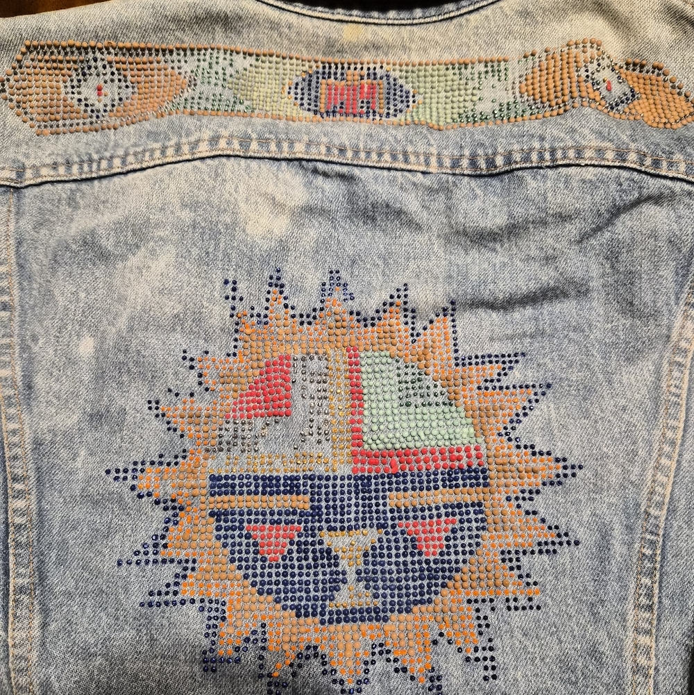 Vintage Light Denim Levi's Jacket With Handcrafted Details